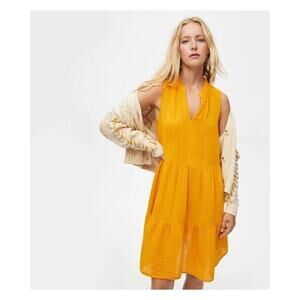 Michael Stars Amber Yellow Cotton Gauze Tiered Daisy Dress Medium NEW